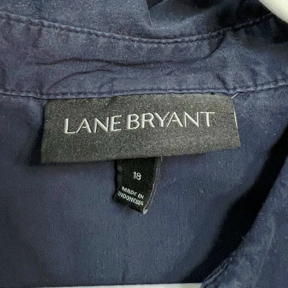 Lane Bryant Blue Lurex Collared Popover Blouse Size 18 - Picture 2 of 5